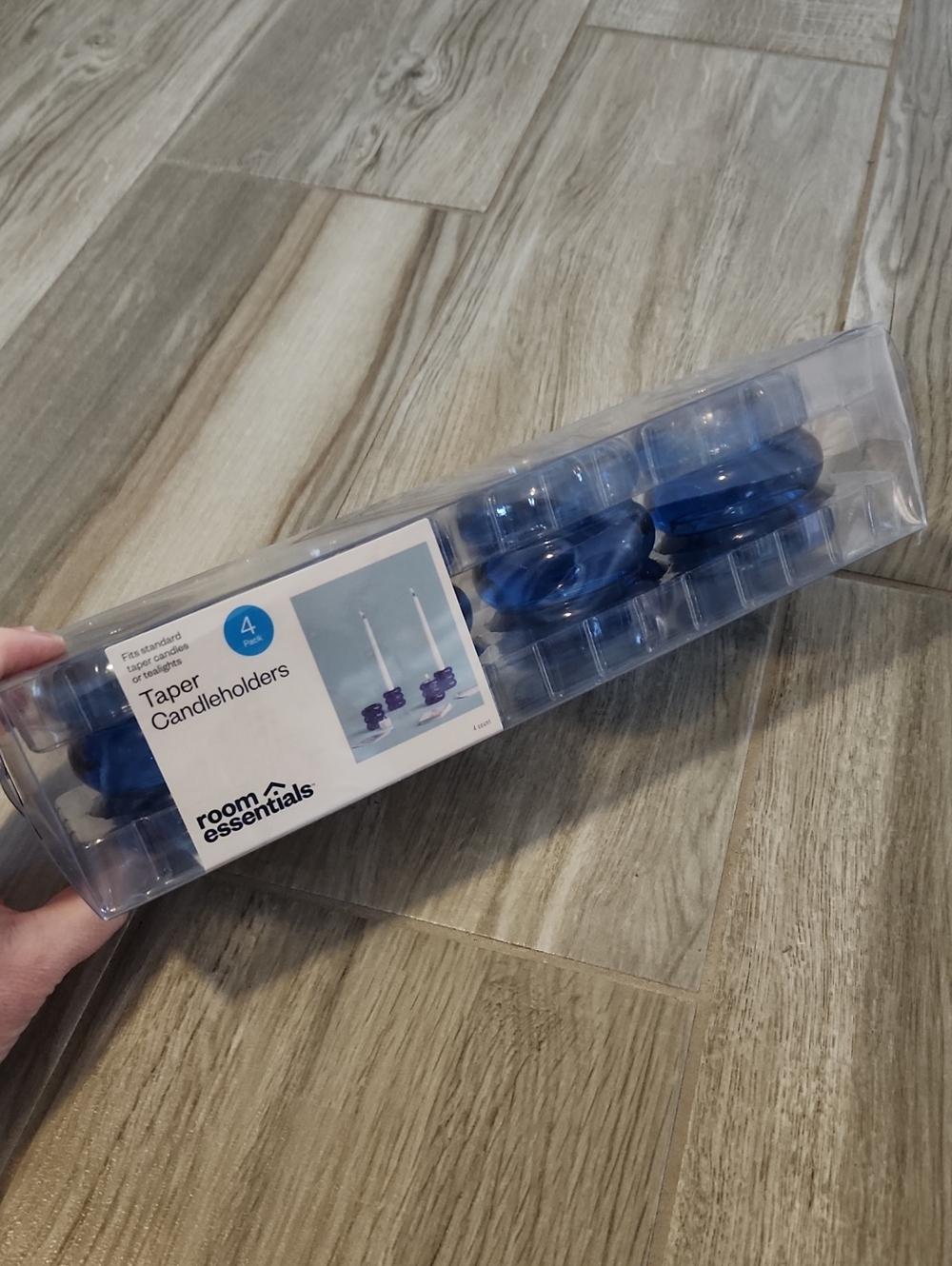 NWT Room Essentials 4 Pack Taper Candleholders- Cobalt Blue